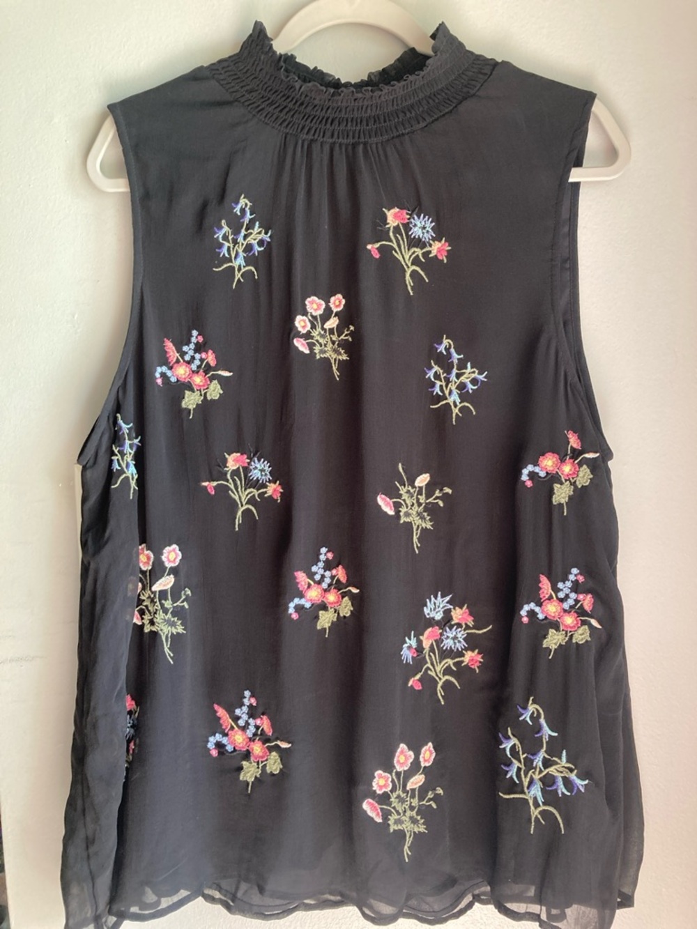 Sundance Black Sleeveless Tank with Colorful Floral Embroidery - Picture 2 of 7